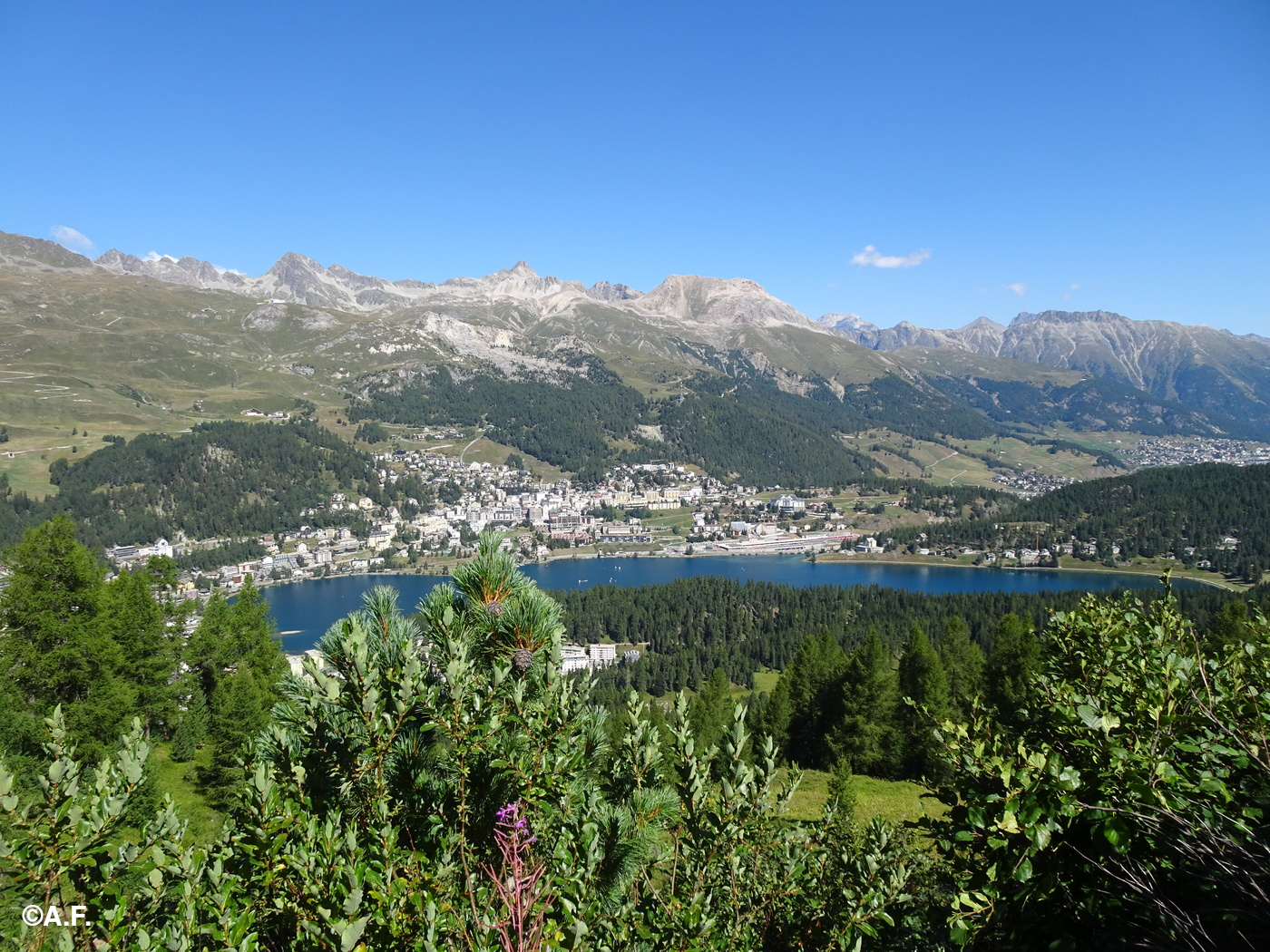Panorama su St. Moritz e il suo lago