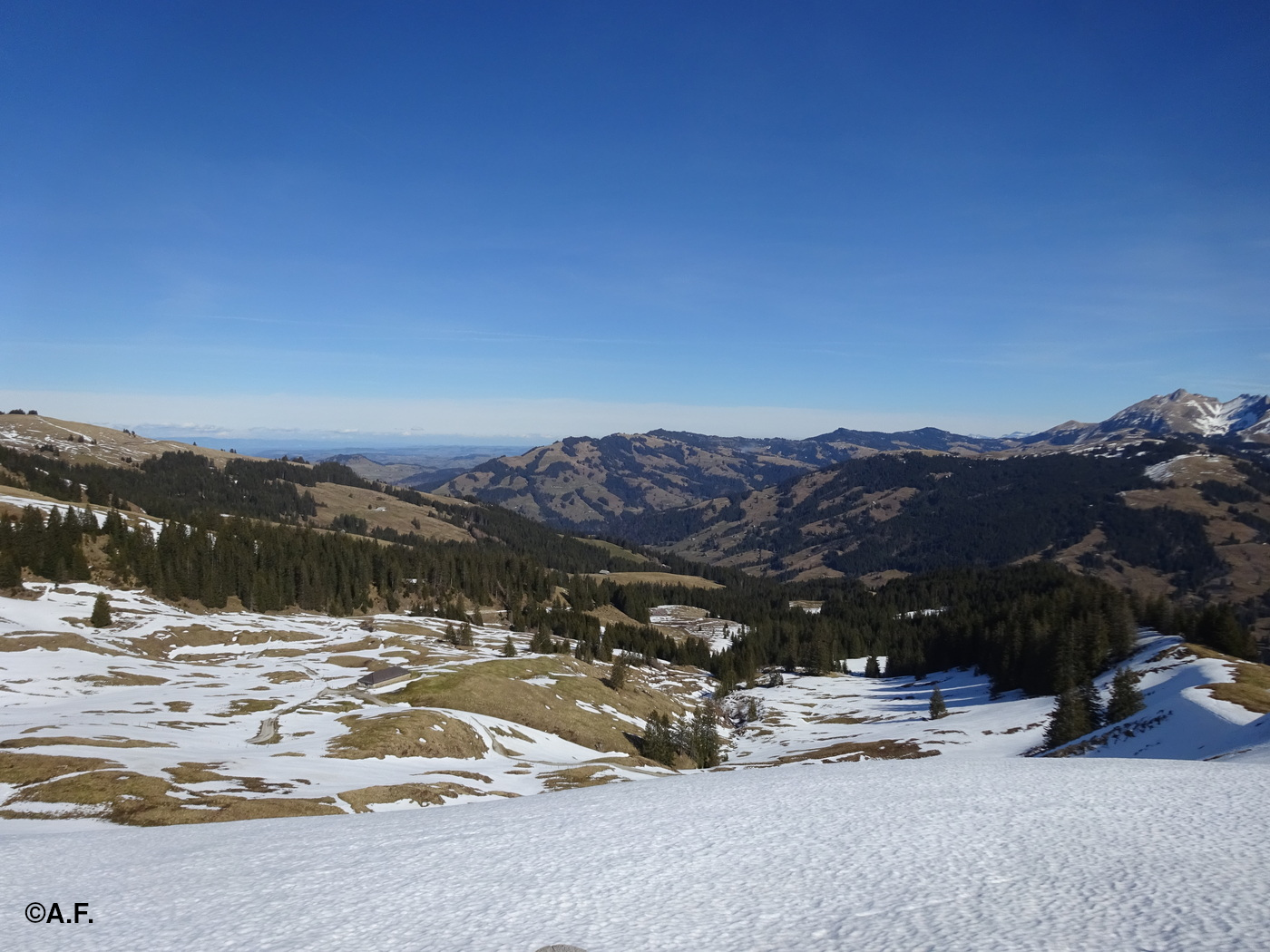Panorama dal Fuchses Schwyberg verso la valle del Warme Sense
