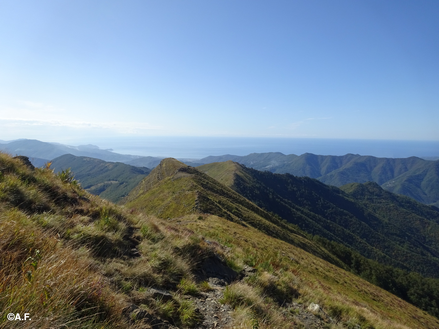 Panorama sul mare dall'ultimo tratto di cresta