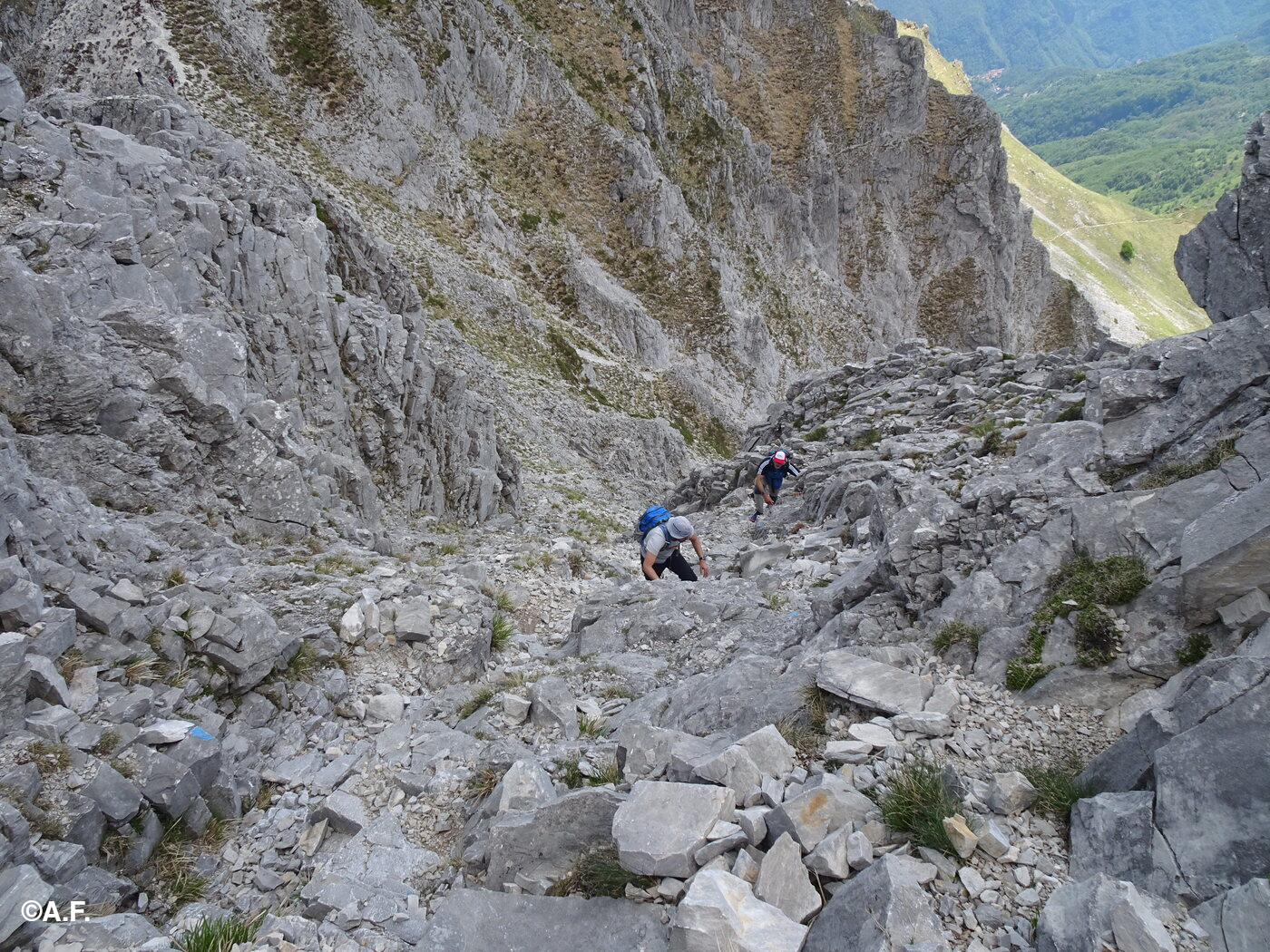 Il canale di salita al Pizzo delle Saette