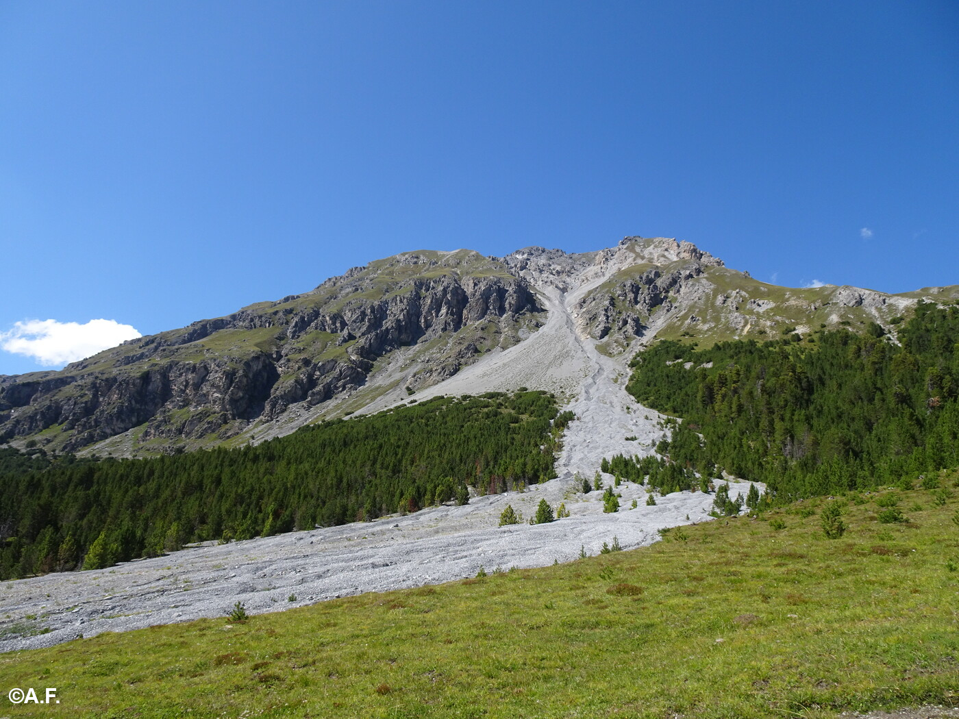 Il versante sud del Munt da la Bescha